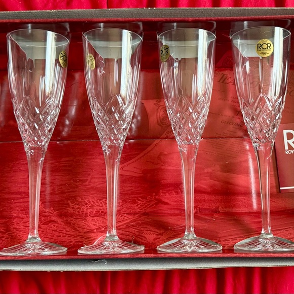 NEW 5Pc VTG ROC Italy, Crystal Toska Champagne Crystal Glasses, Original Box Tag - Picture 4 of 7
